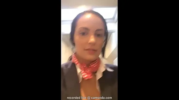 Hot Flight attendant uses in-flight wifi to cam on camsoda new Videos