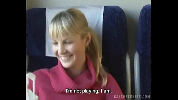 Hot Czech streets Blonde girl in train วิดีโอใหม่