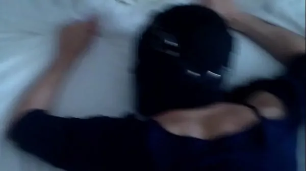 Hot Fucking my hooded hot wife in a leather muzzle, while she wears leggings and a blouse วิดีโอใหม่