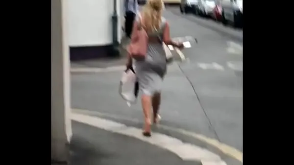 Hot Sexy blonde wearing thong walking up the street new Videos