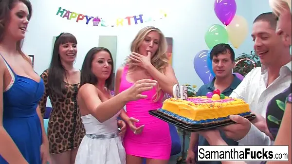 Hot Samantha celebrates her birthday with a wild crazy orgy new Videos