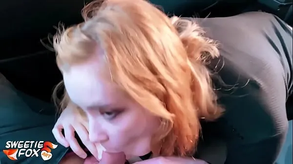 Hot Redhead Suck Dick Taxi Driver and Cum Swallow in the Car - POV new Videos