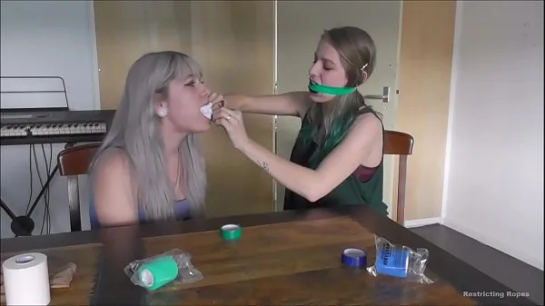 Hot Two teen girls try gags new Videos