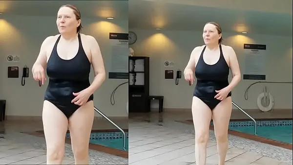 Hot Sexy Grandma is Sexy at 66 in a black swimsuit new Videos