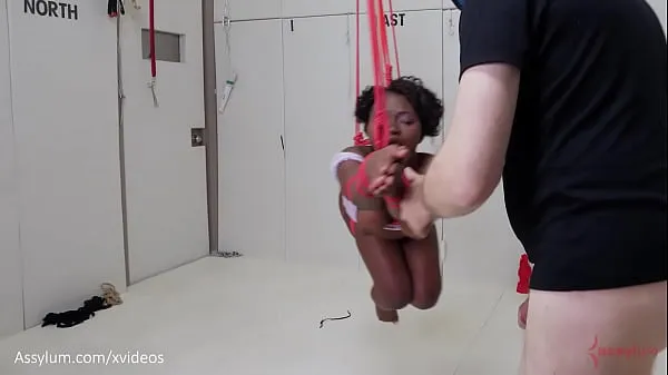 Hot Beautiful black submissive gets gagged, tied up, ass punished, and turned into an anal compass to help her dominant conquer space - Noemie Bilas new Videos