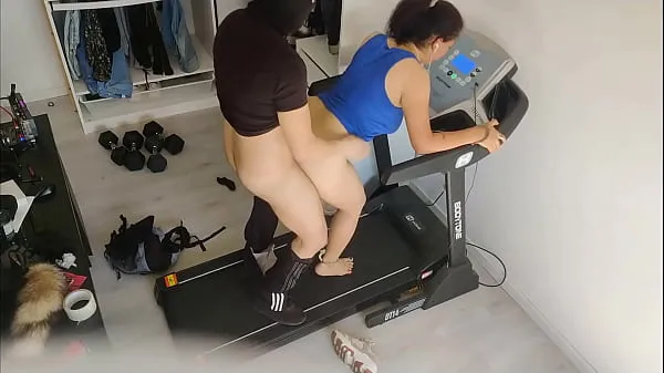 Hot cuckold with a thief in an treadmill, he handcuffed me and made me his slave new Videos