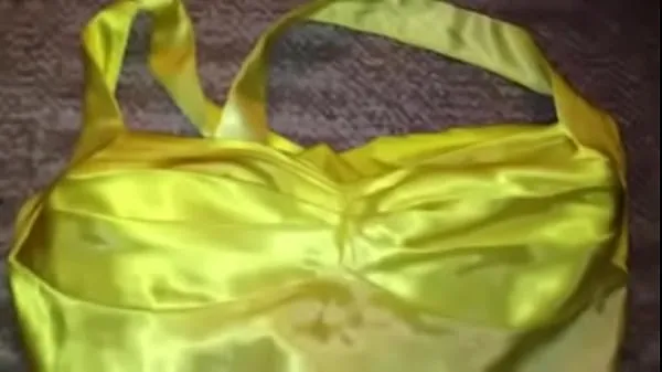 Hot Yellow & White Ombre Satin Homecoming Dress 2 วิดีโอใหม่