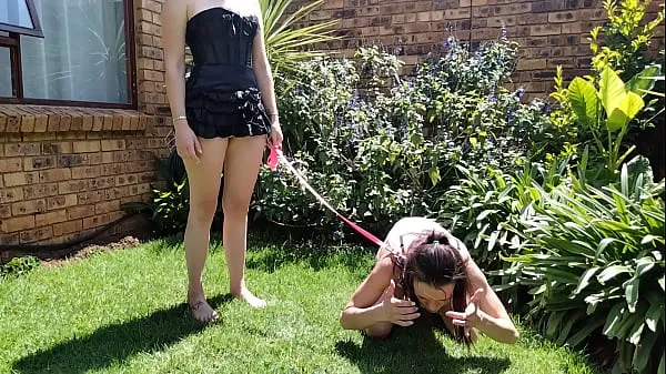 Hot Girl taking her bitch out for a pee outside | humiliations | piss sniffing new Videos