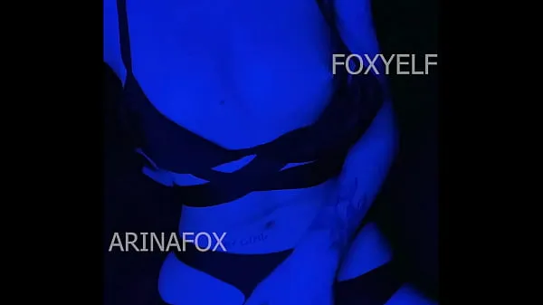 Hot Beautiful girl in blue light sucks dildo and fucks herself with it - ArinaFox new Videos