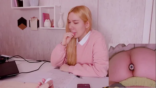 Hot Teen step sis can't focus on math homework because of a butt plug in her tight asshole วิดีโอใหม่