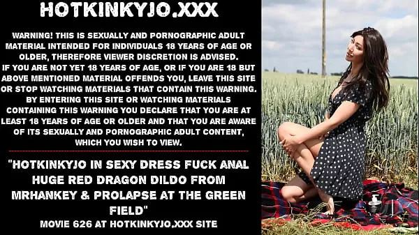 Hot Hotkinkyjo in sexy dress fuck anal huge red dragon dildo from mrhankey & prolapse at the green field วิดีโอใหม่
