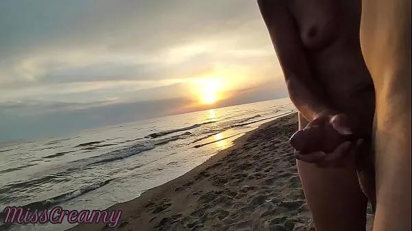 Hot French Milf Blowjob Amateur on Nude Beach public to stranger with Cumshot 02 - MissCreamy new Videos