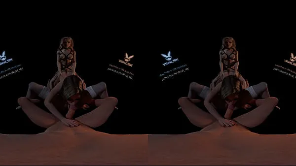 Hotte VReal 18K Spitroast FFFM orgy groupsex with orgasm and stocking, reverse gangbang, 3D CGI render nye videoer