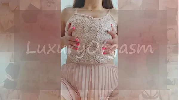 Pretty girl in pink dress and brown hair plays with her big tits - LuxuryOrgasm Video baru yang populer