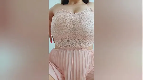 Hot Young cutie in pink dress playing with her big tits in front of the camera - DepravedMinx new Videos